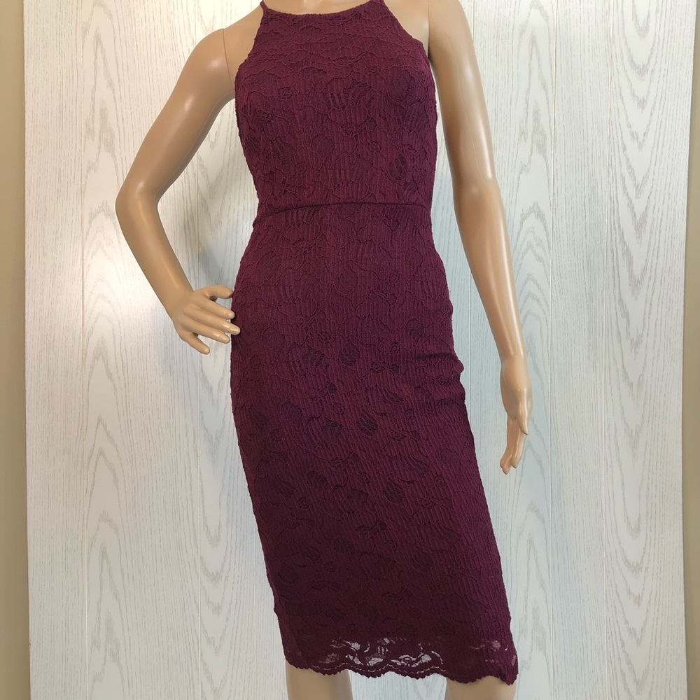 NWT Soprano Bodycon Lace Dress Plum Size Small
